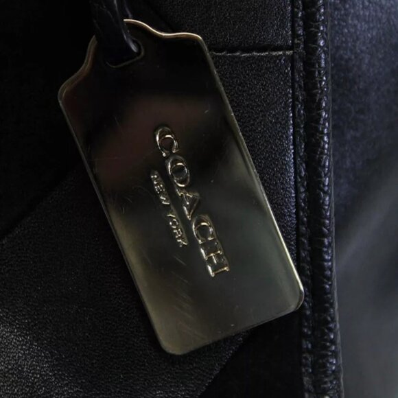 Coach Womens Double Handle Logo Metallic Patchwork Satchel Handbag Black 36531 - Picture 8 of 11